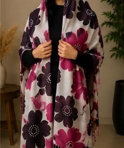 شال وطرحة قطن تركي مشجر - Image 1