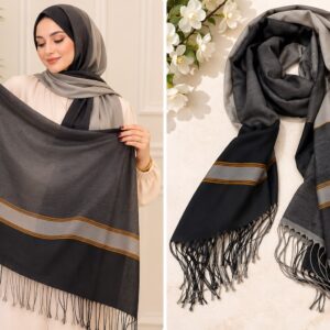 شال  وطرحة قطن تركي دبل فيس - Image 2