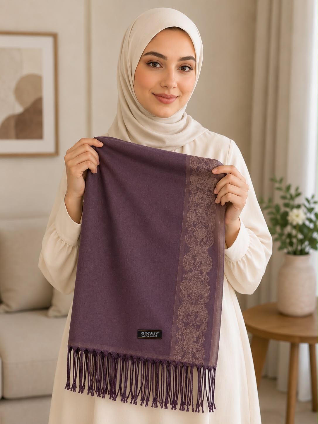 شال وطرحة قطن تركي - Image 3