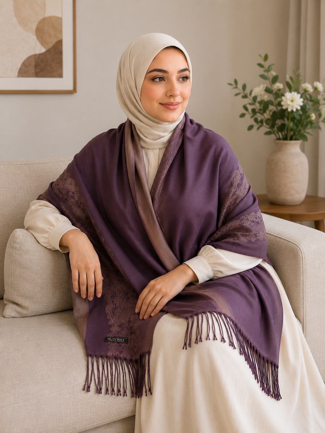 شال وطرحة قطن تركي - Image 2