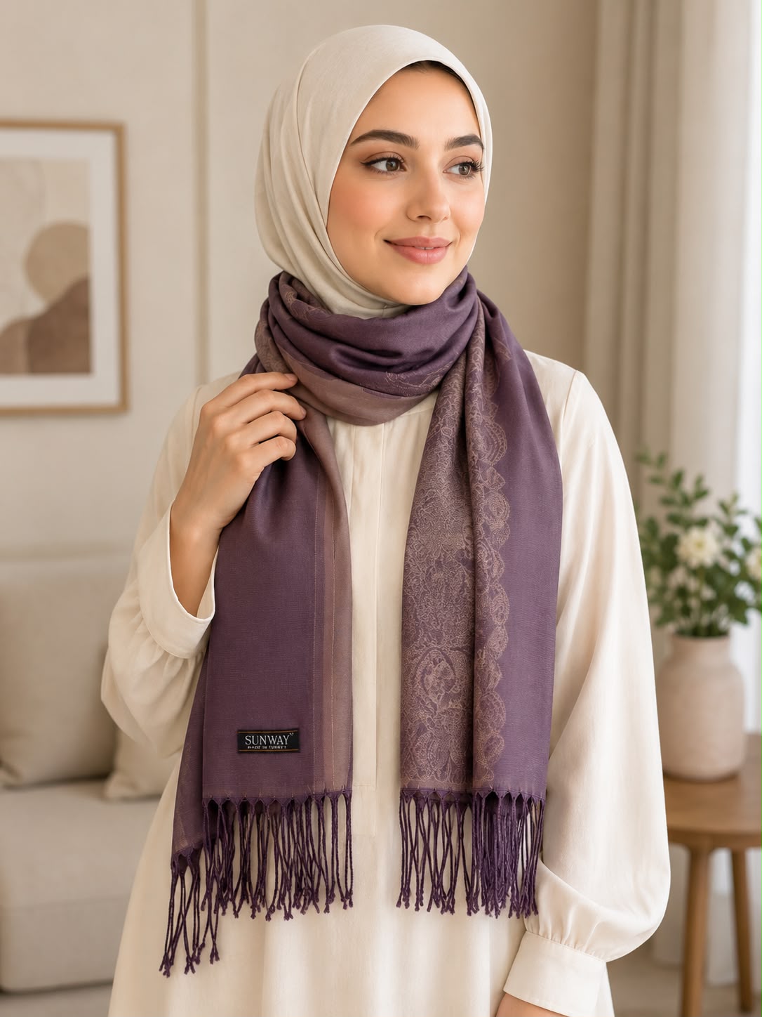 شال وطرحة قطن تركي - Image 4